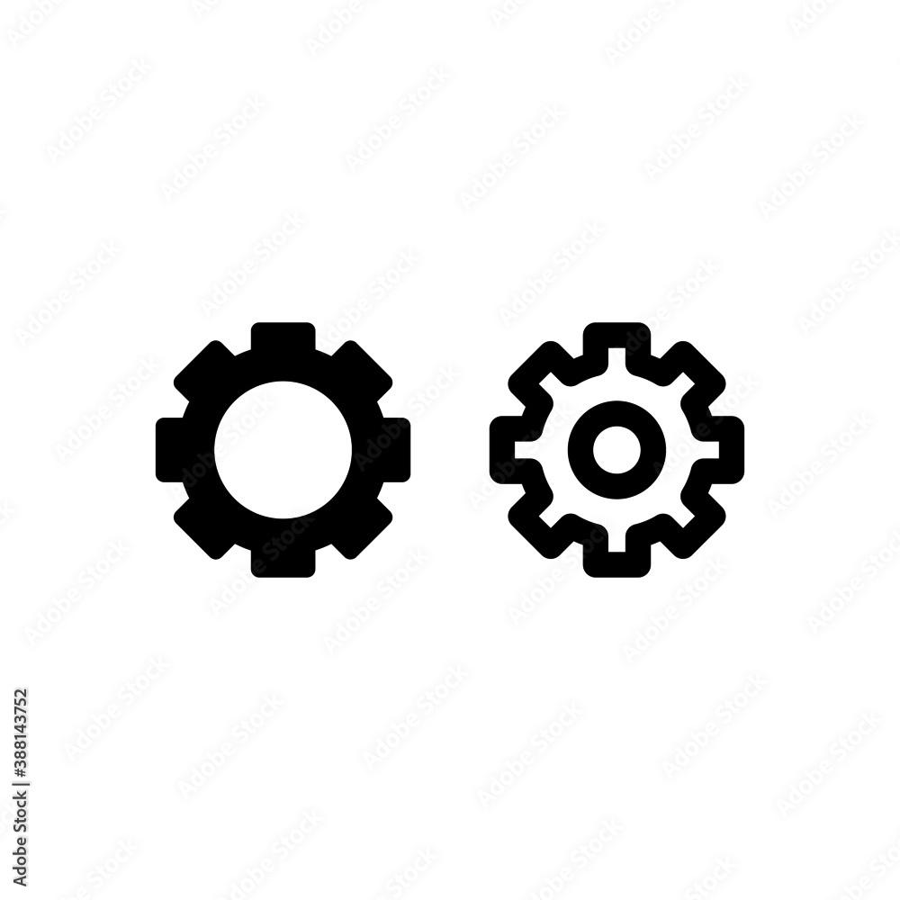 Gear Icon Vector isolated on white background, Flat Design Engineering Illustration.