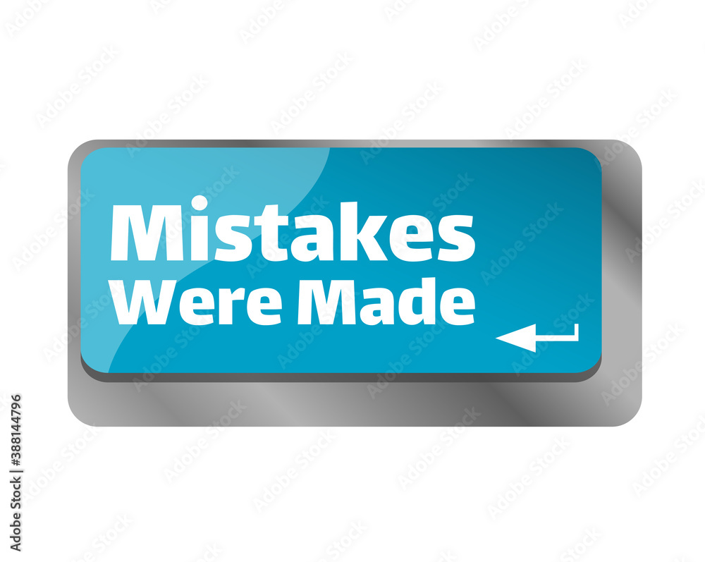 Mistakes were made . Close up of keyboard, enter computer key. Mistakes were made . Close up of keyboard, enter computer key.