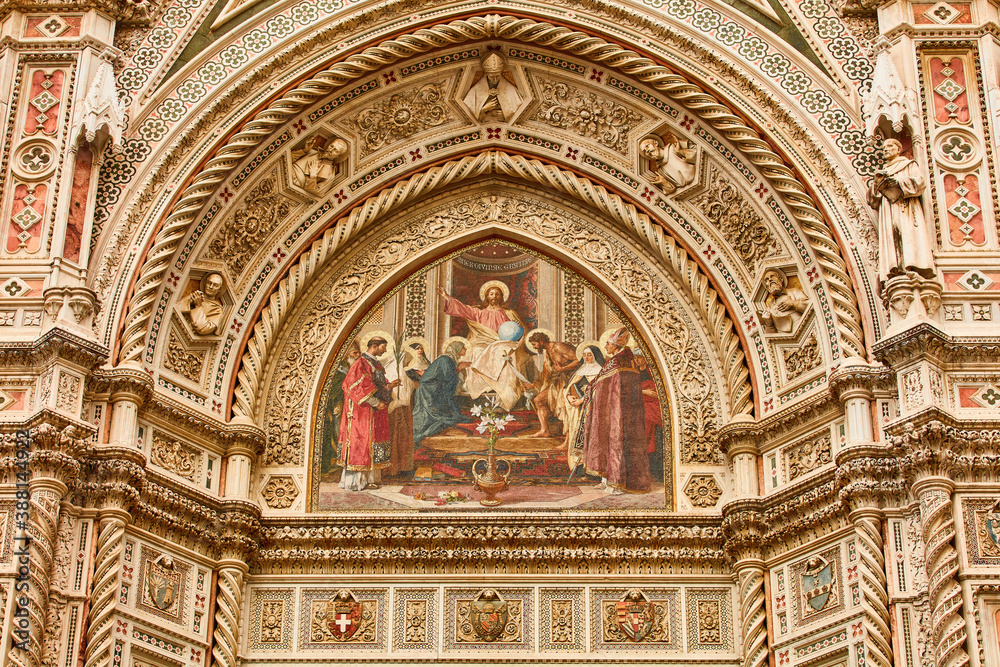 Cathedral of Santa Maria del Fiore acrhitecture detail Florence landmark of Tuscany Italy
