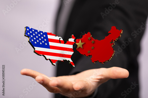 Photography usa and china trade partner maps