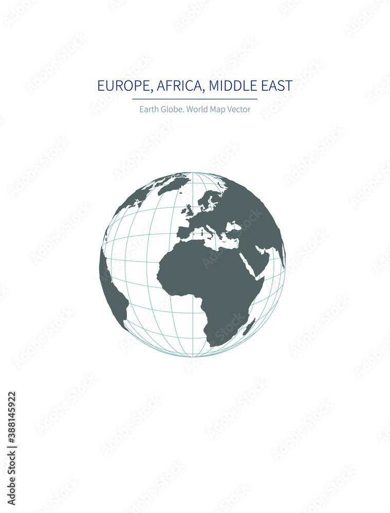 Earth's  Europe, Africa, Middle East Continent Illustration. Earth Globe World Map Series.