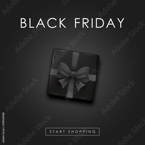 Black Friday Background. Realistic black gifts boxes. Vector illustration