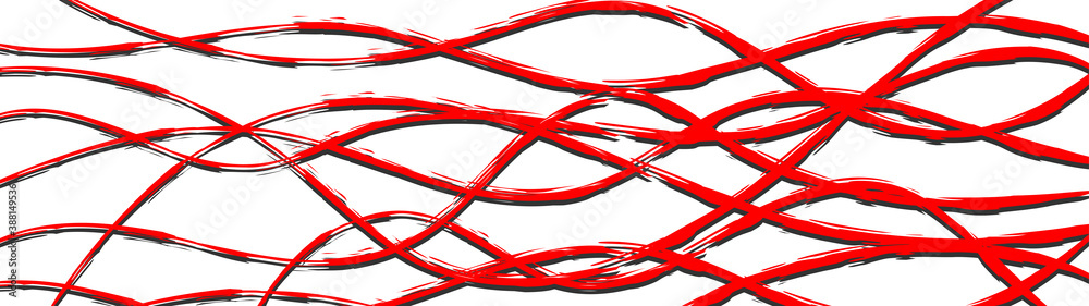 Abstract background of wavy intertwining lines with shadows, red on white Abstract background of wavy intertwining lines with shadows, red on white