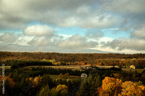 Hills and Escarpment with Fall Foliage in Bonshaw, Prince Edward Island