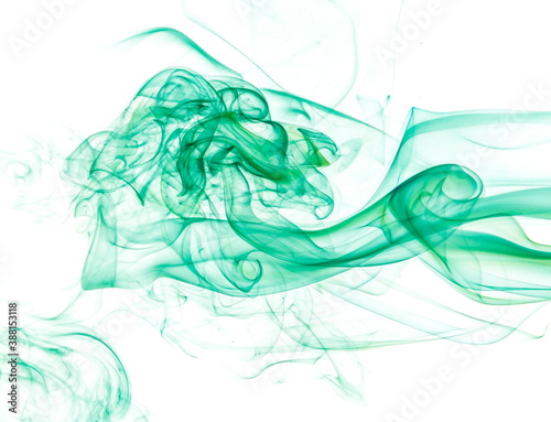 Green smoke on white background