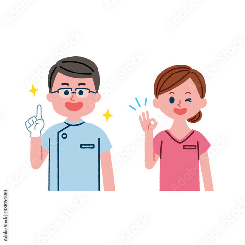 歯医者と歯科助手のイラスト素材