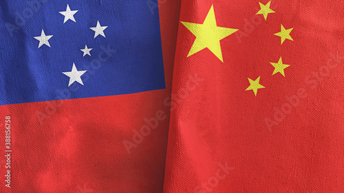 China and Samoa two flags textile cloth 3D rendering