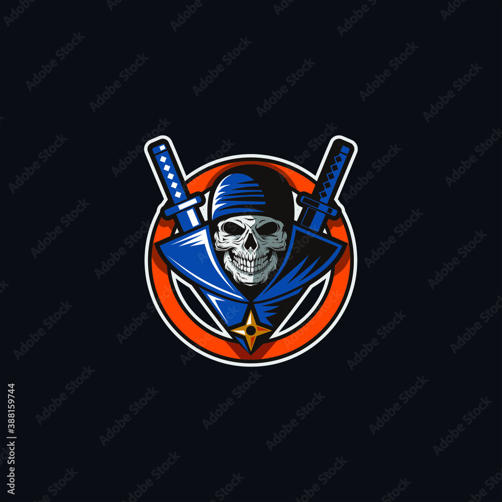 Skull ninja esport logo mascot