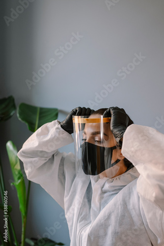 Technician with mask and Face shield photo