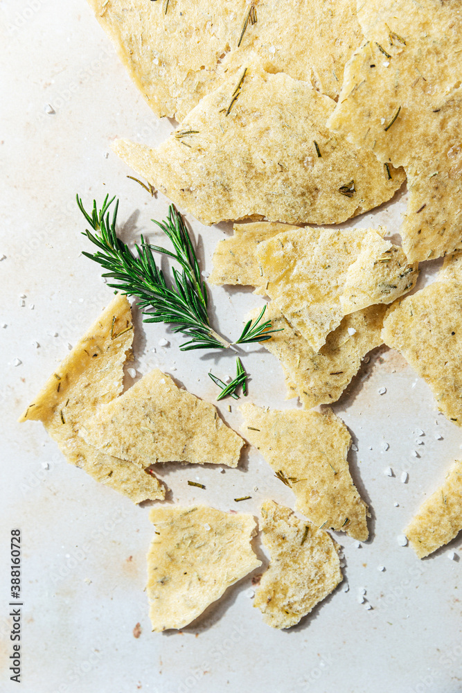 Rosemary sourdough discard crackers Stock Photo Adobe Stock