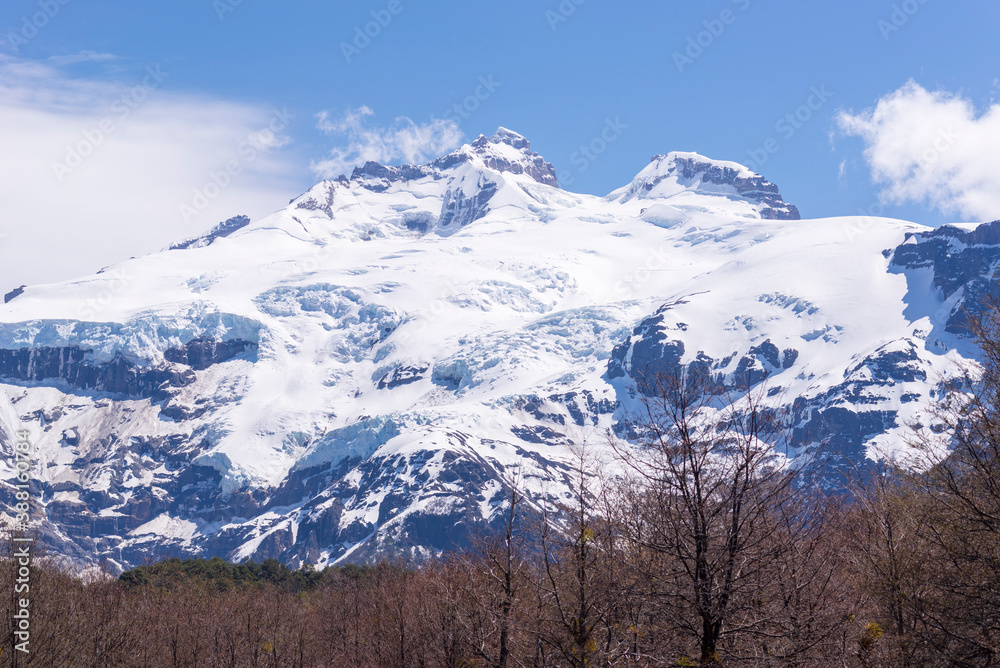 Best views of the Andes Mountains in Bariloche, Patagonia, Argentina. Tronador volcano. Nahuel Huapi National Park. South America.