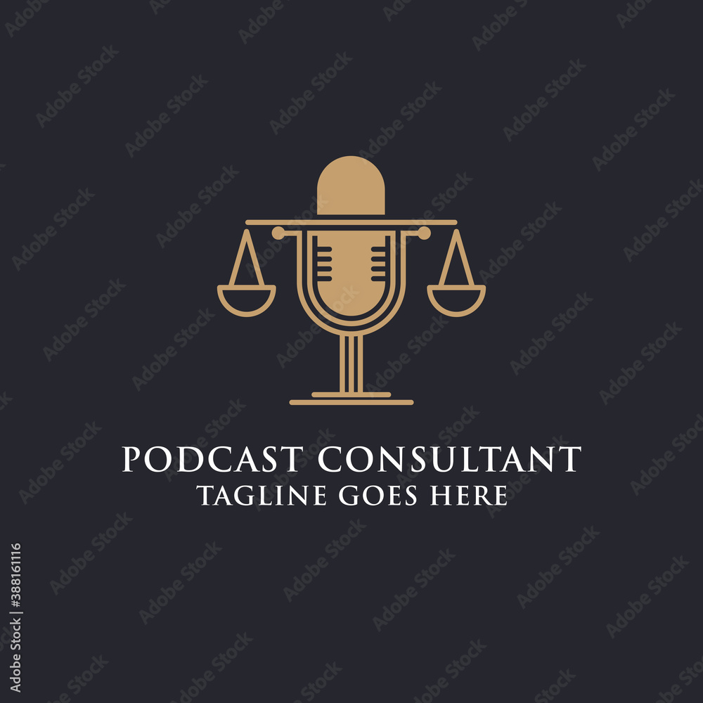 Legal podcast law firm logo design image, best for podcast consultant logo brand vector