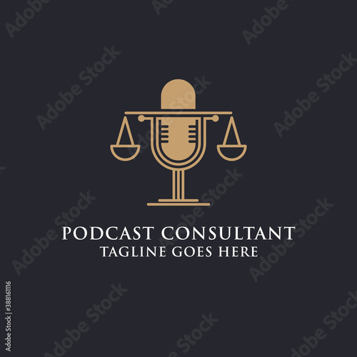 Legal podcast law firm logo design image, best for podcast consultant logo brand vector