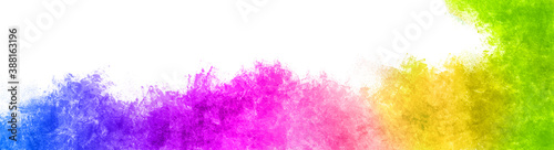 Paint full color explosion isolated white background. Splash. Industrial print concept background