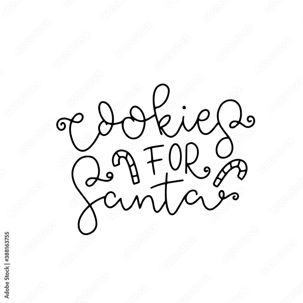 Cookies for Santa. Merry Christmas. Hand drawn Christmas phrases. Modern calligraphic artwork in vector.