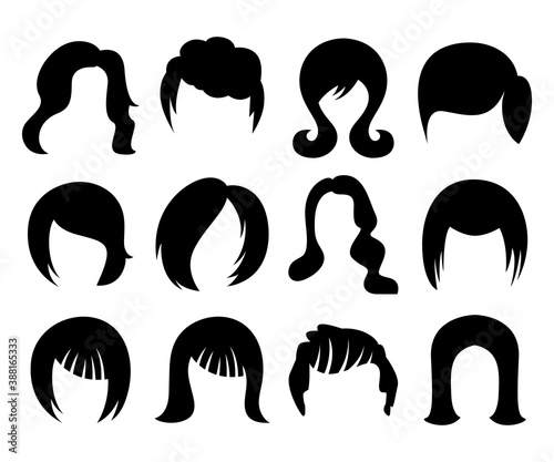 hair style and wig icons set vector illustration