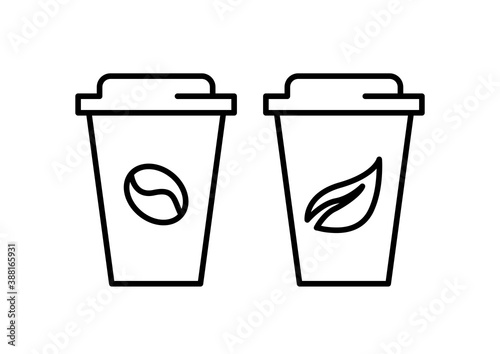 coffee cup and green tea cup icons vector
