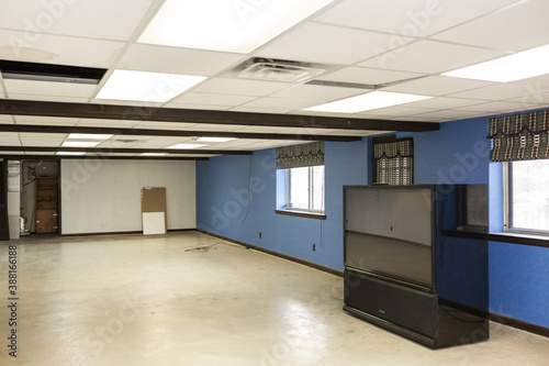 Basement Game Room with Fluorescent Lighting