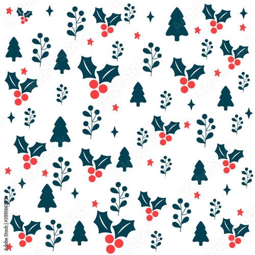 Christmas decorations doodle vector pattern  Christmas. Holiday composition with Xmas decorations. New Year  wrapping paper