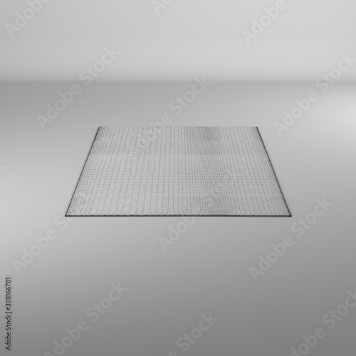 Representación 3d de una alfombra, renderizado con estilo wire-frame/alambrico