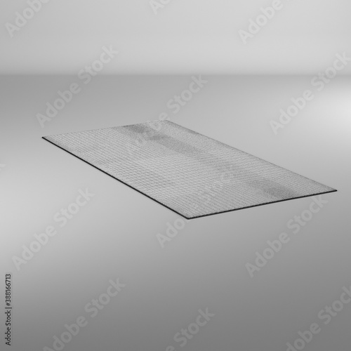 Representación 3d de una alfombra, renderizado con estilo wire-frame/alambrico