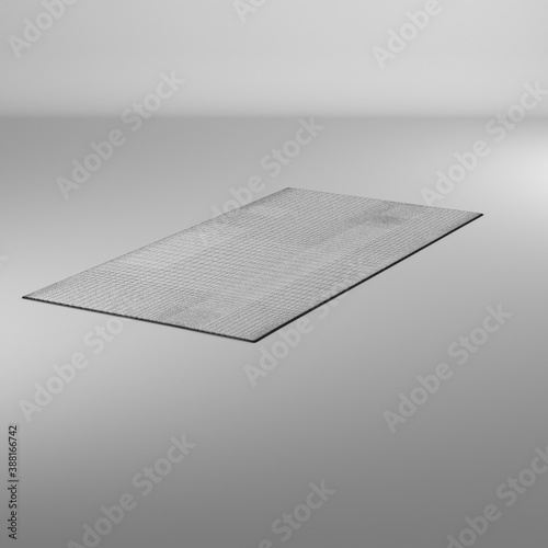 Representación 3d de una alfombra, renderizado con estilo wire-frame/alambrico