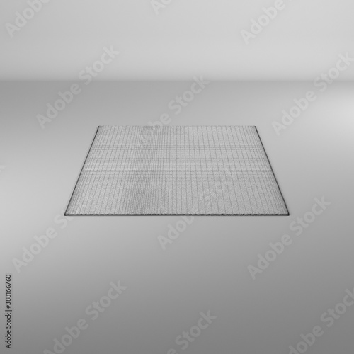 Representación 3d de una alfombra, renderizado con estilo wire-frame/alambrico