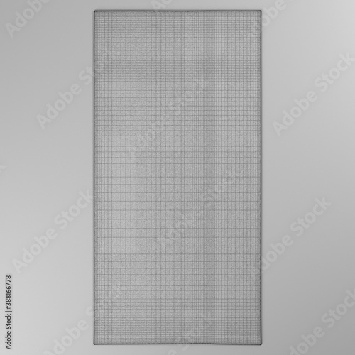Representación 3d de una alfombra, renderizado con estilo wire-frame/alambrico