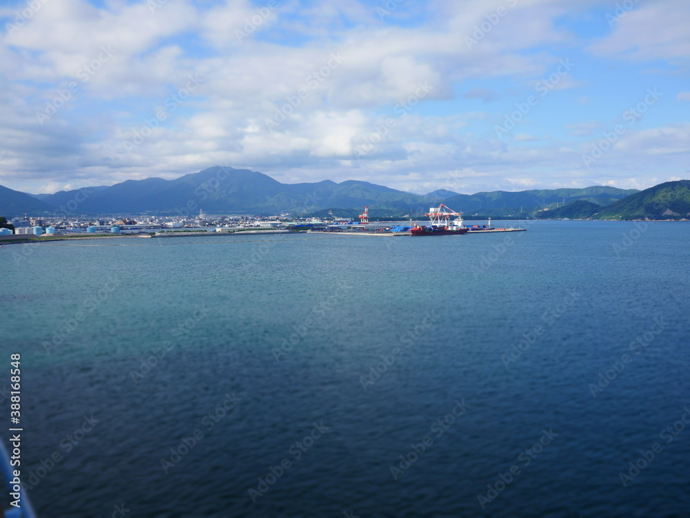 cruise ship leaving or arriving the port  of Tsuruga
