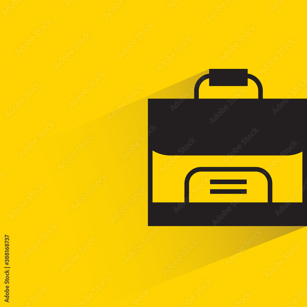 briefcase with drop shadow on yellow background