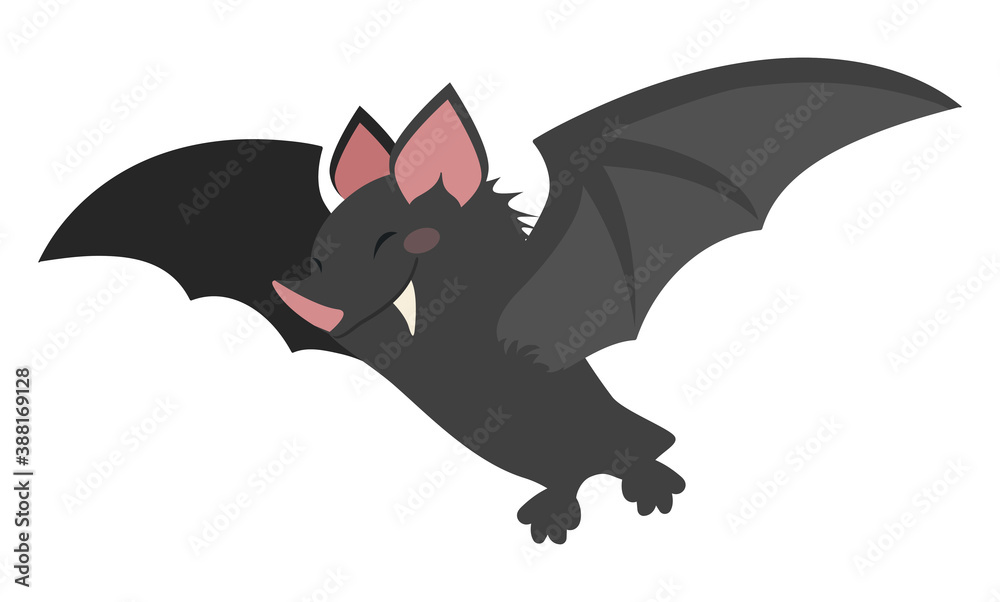 Dark Vampire Bat Flying with Big Fangs, Vector Illustration Dark Vampire Bat Flying with Big Fangs, Vector Illustration
