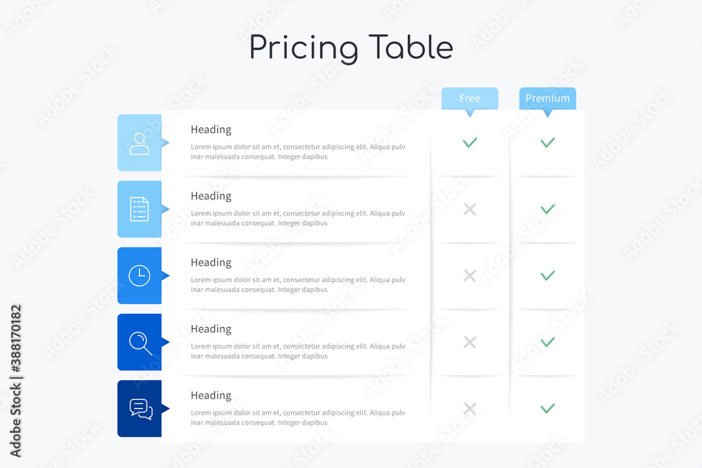 Pricing table infographic design - obrazy, fototapety, plakaty 