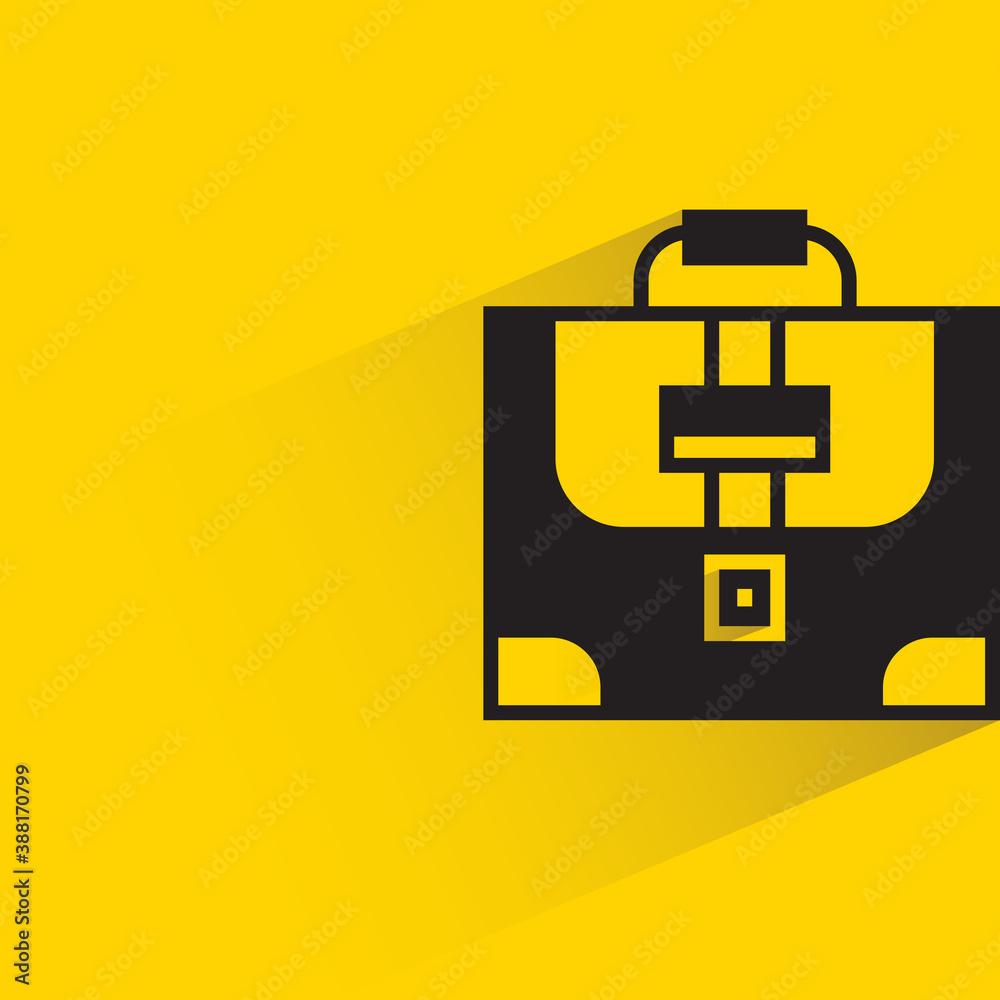 briefcase with drop shadow on yellow background briefcase with drop shadow on yellow background