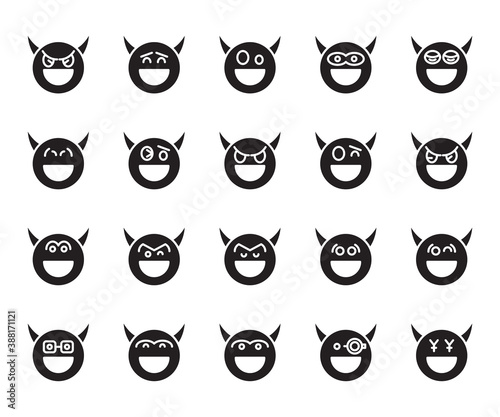 devil emoticon icons vector set
