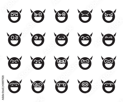 devil emoticon icons vector set
