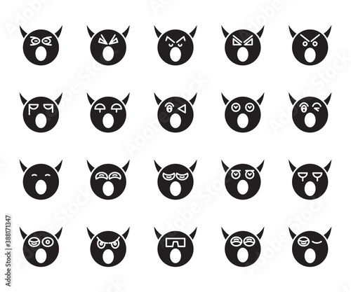devil emoticon icons vector set