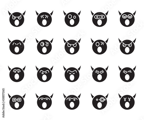 devil emoticon icons vector set