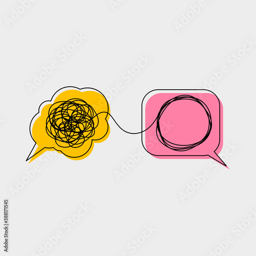 Tangled and untangled tangles. Problem solving concept