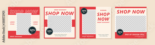 Chic square shaped template in red