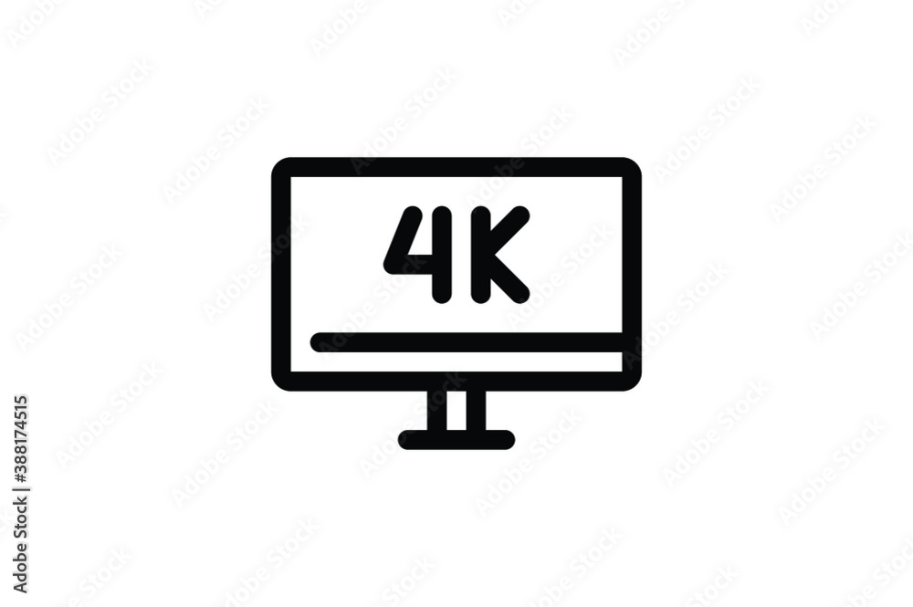 Computer Outline Icon - 4K Monitor Computer Outline Icon - 4K Monitor