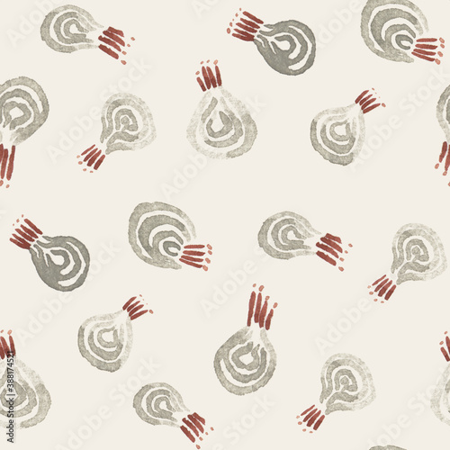 Seamless texture of onions. Hand drawn sketch watercolour painting on simple background. concept illustration of Set nature elements. 