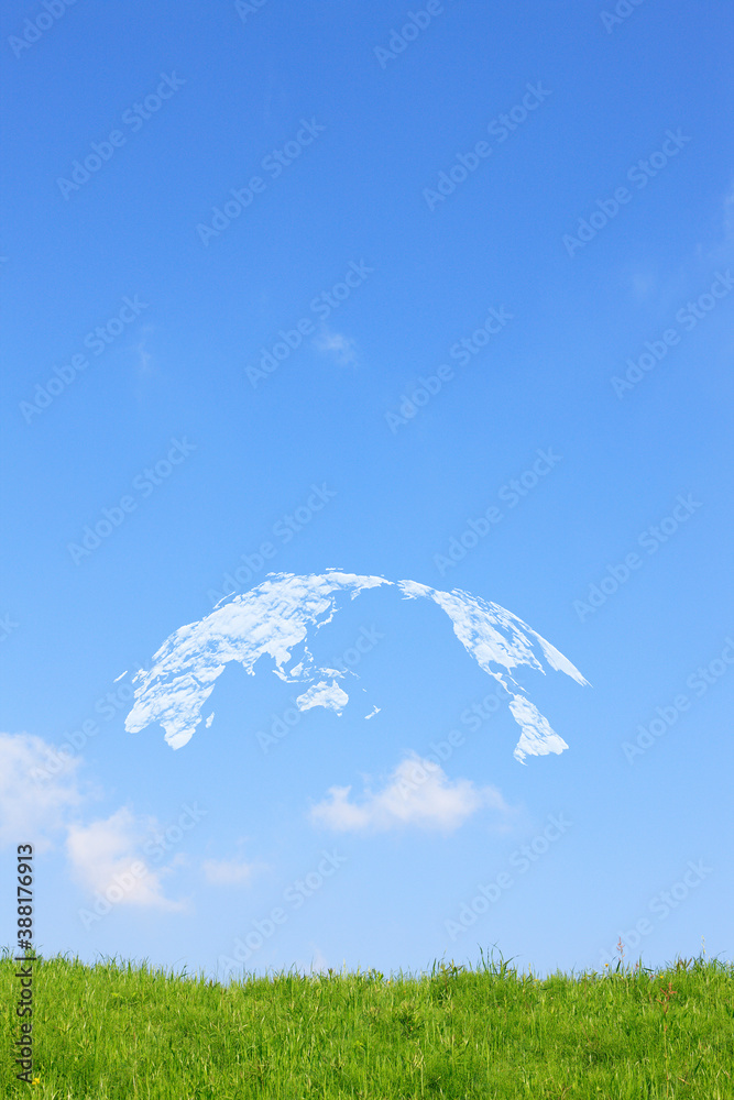 Fototapeta premium 草原と地図の雲