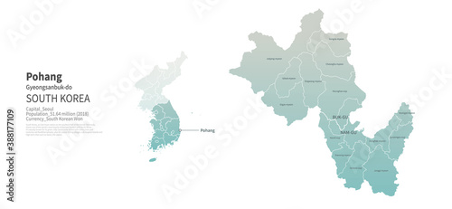 Pohang map. City map Vector of South Korea. photo