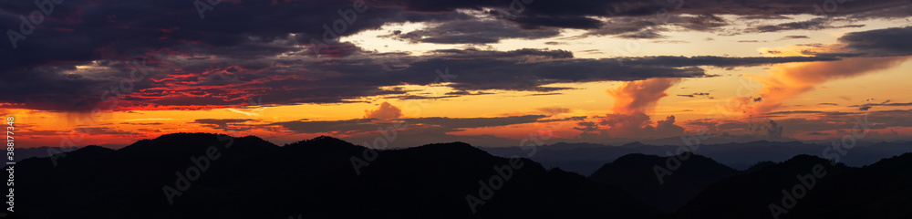 Panorama of sunset at valley, Thailand