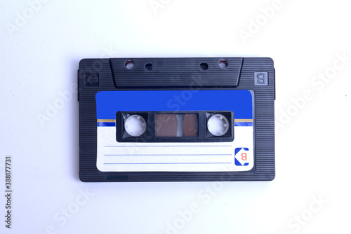 Close up view of old audiotape cassette
