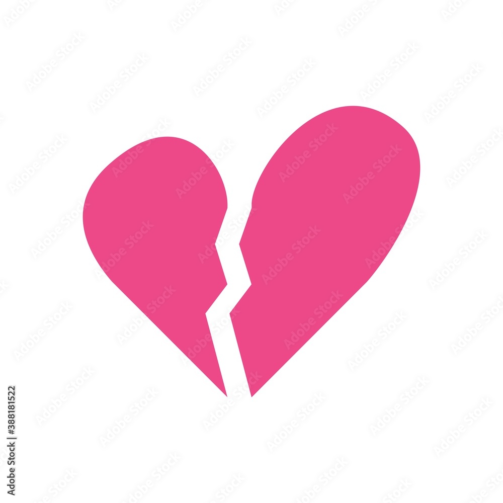 Broken Heart Flat Icon Vector Logo Template Illustration