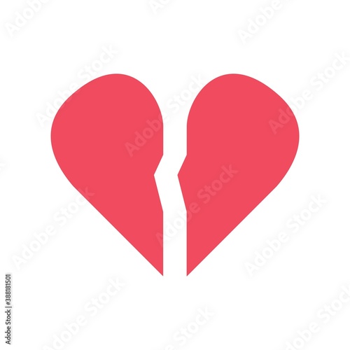 Broken Heart Flat Icon Vector Logo Template Illustration