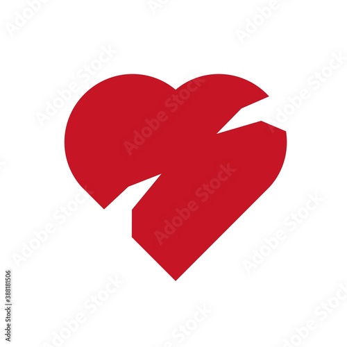Broken Heart Flat Icon Vector Logo Template Illustration
