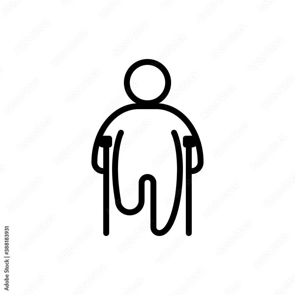 People with crutch outline icons. Vector illustration. Editable stroke. Isolated icon suitable for web, infographics, interface and apps. People with crutch outline icons. Vector illustration. Editable stroke. Isolated icon suitable for web, infographics, interface and apps.