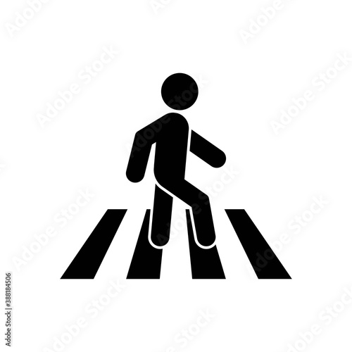 Vector Crosswalk icon, pedestrian crossing flat illustration symbol on isolated white background for UI/UX and website.